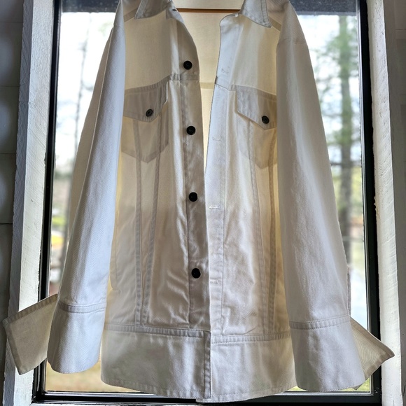 MATTHEW ADAMS DOLAN WHITE OVERSIZED DENIM JACKED DRESS WORN BY RIHANNA 90s STYLE - Picture 1 of 16